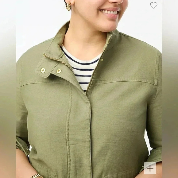 J Crew Utility Jacket Olive Green NWT Women’s Size XXL Cotton Blend Zip Up - Picture 2 of 11